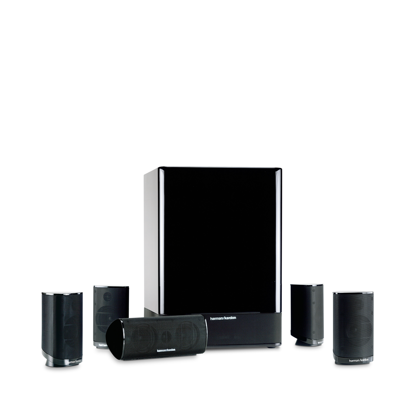 HKTS 15 - Black - 5.1 Home Theater Speaker System (4 Satellites, 1 Center, and a 10 inch 100-Watt Powered Subwoofer) (CEN TS15,SAT TS15,SUB TS15) - Hero